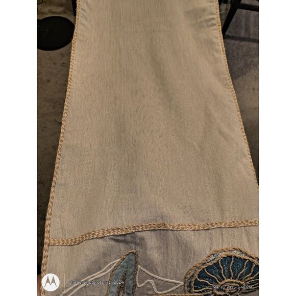 Pier One Table Runner 74” Coastal Embroidered Sea Shell Star Fish Neutral READ - Picture 9 of 12